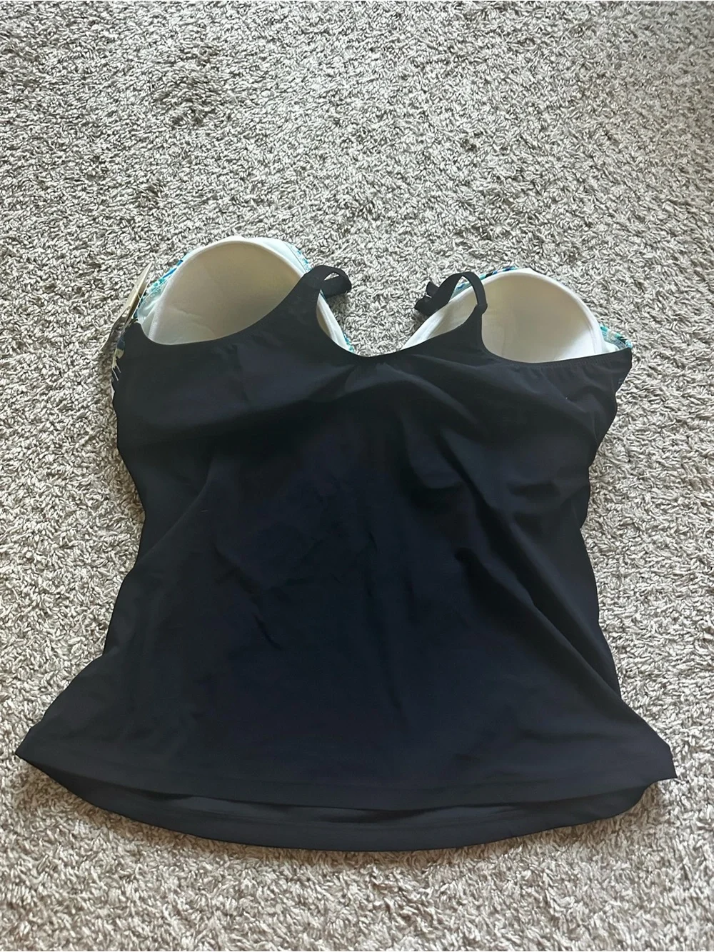Black & Teal Twist-Front Women’s One-Piece Swim Top
